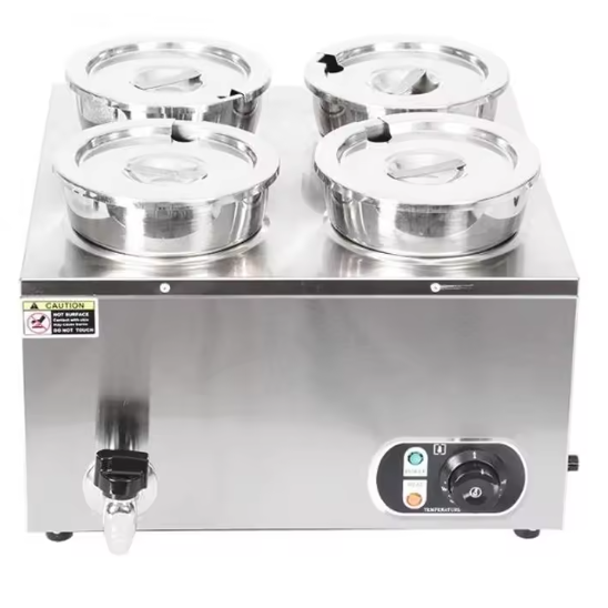 KRD Commercial Round Bain Marie 4 Hot pots 4x 7 litres Countertop