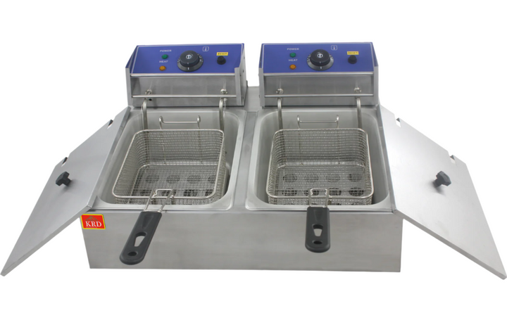 KRD Commercial Double Deep Fat Fryer 10 + 10 litres 2.5k+2.5W Countertop