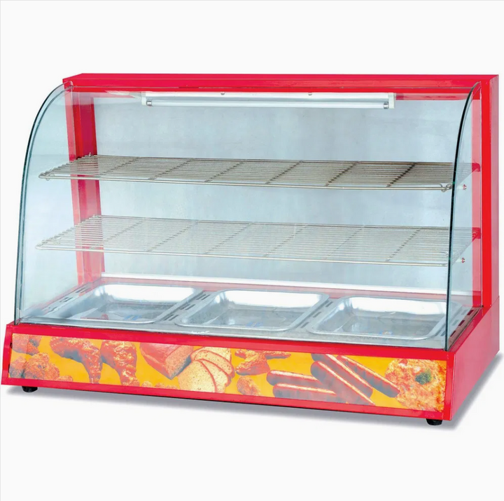 KRD Commercial Red Hot Food Chicken Warmer Display Cabinet Showcase 95cm