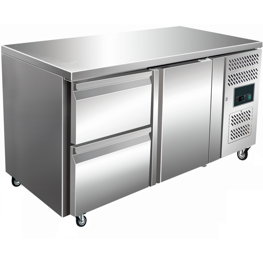 KRD Commercial Refrigerated Counter 1 Door 2 drawers Depth 700mm GN2110TN