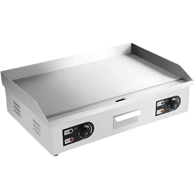 KRD Commercial Electric Flat Smooth Griddle with temperature controls and stainless steel design, model HEG820.