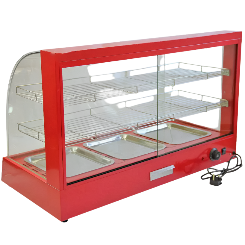 KRD Commercial Red Hot Food Chicken Warmer Display Cabinet Showcase 95cm