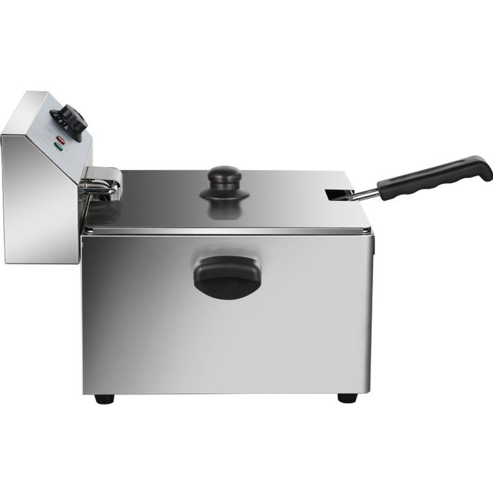 KRD Commercial Fryer Electric HEF11L 11 litre countertop fryer with stainless steel design and adjustable temperature control.