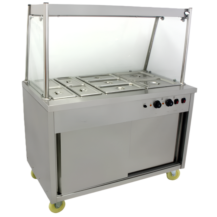 KRD Mobile Food Service Counter with Bain Marie Top and Hot Cupboard 3xGN1/1 120cm