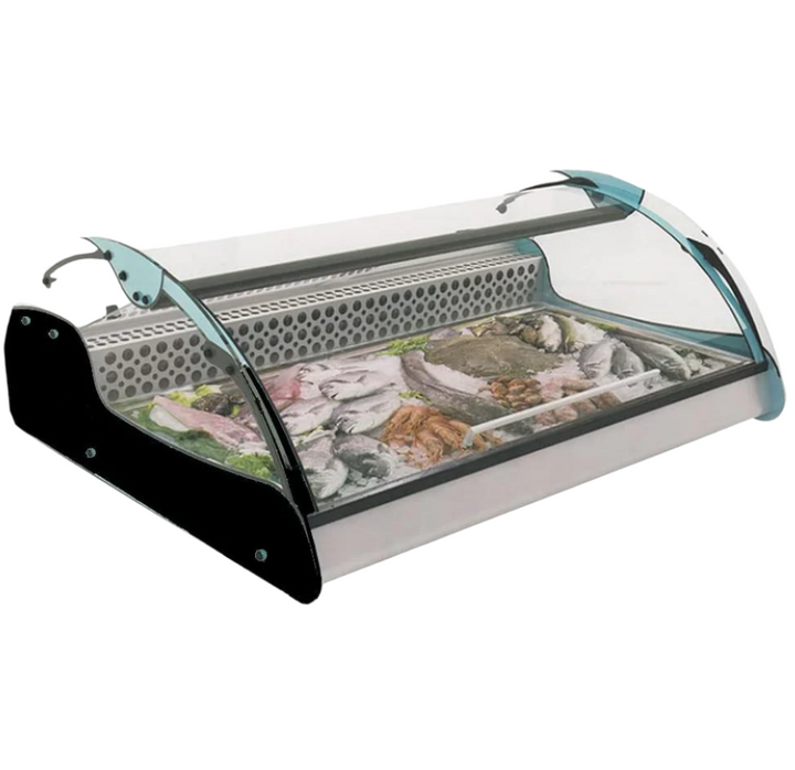 KRD Commercial Fish Display Merchandiser Fridge 138 litres Stainless Steel Black 100cm