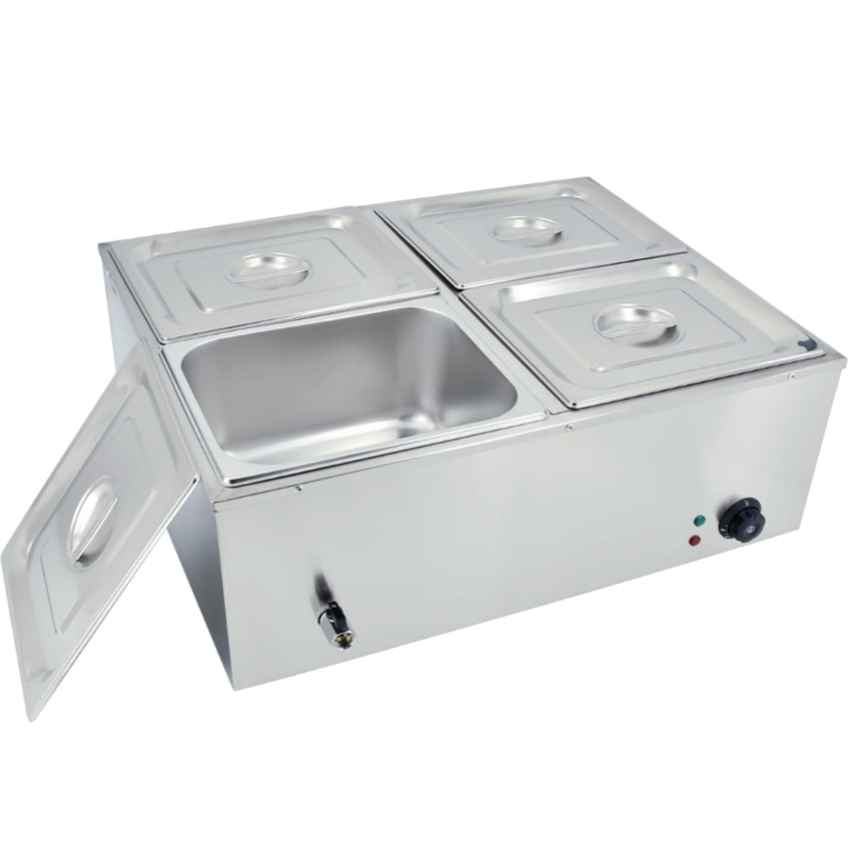 KRD Commercial 4 Pot Electric Wet Bain Marie Countertop 4x GN1/2 Drain Tap CG4V