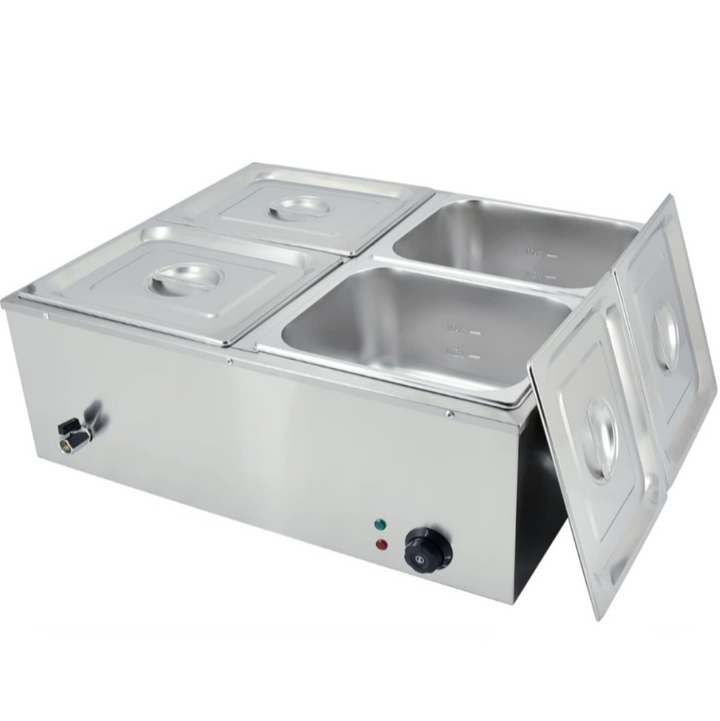 KRD Commercial 4 Pot Electric Wet Bain Marie Countertop 4x GN1/2 Drain Tap CG4V