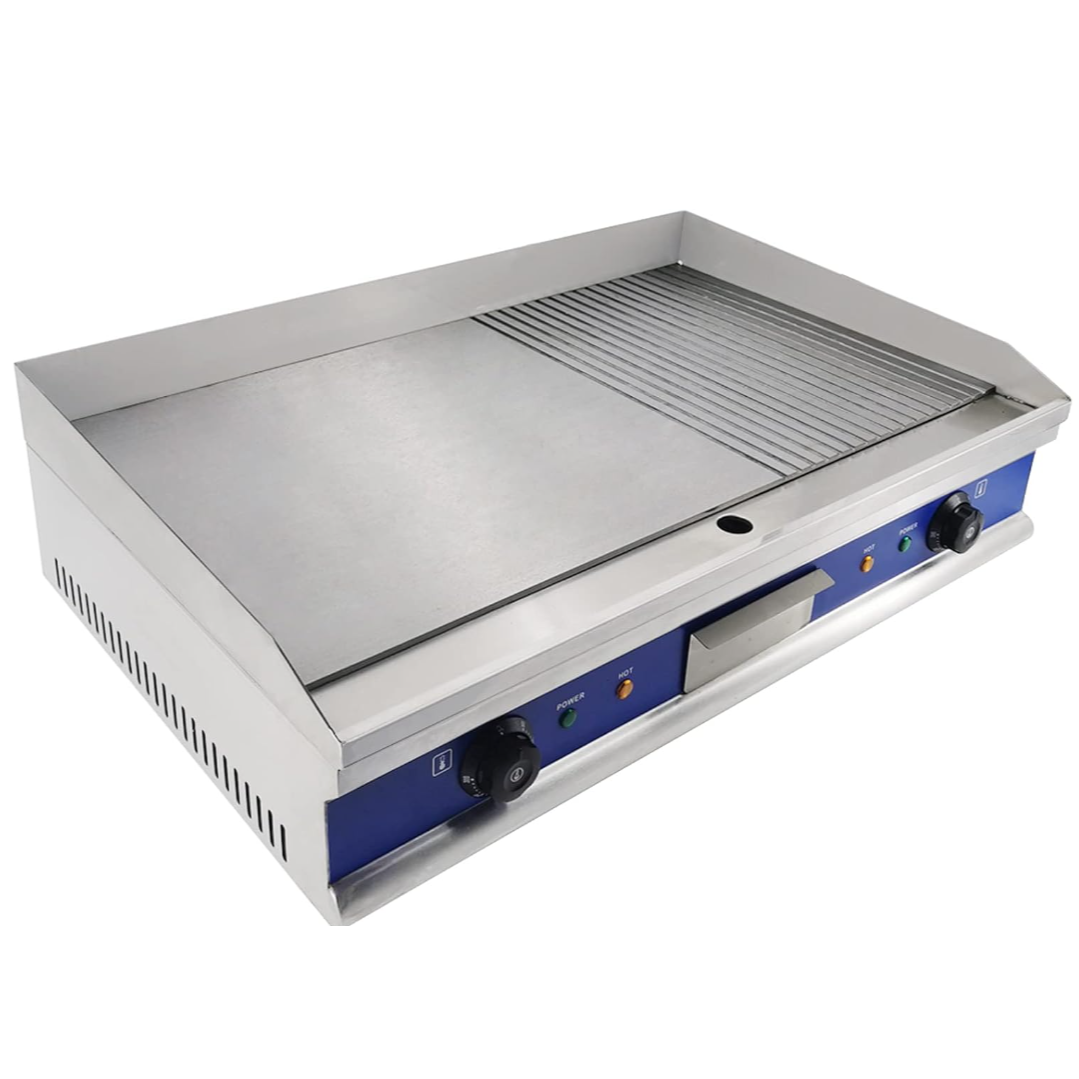 KRD Commercial Electric Griddle Smooth/Ribbed 2 zone 5kW Table top WG600S2