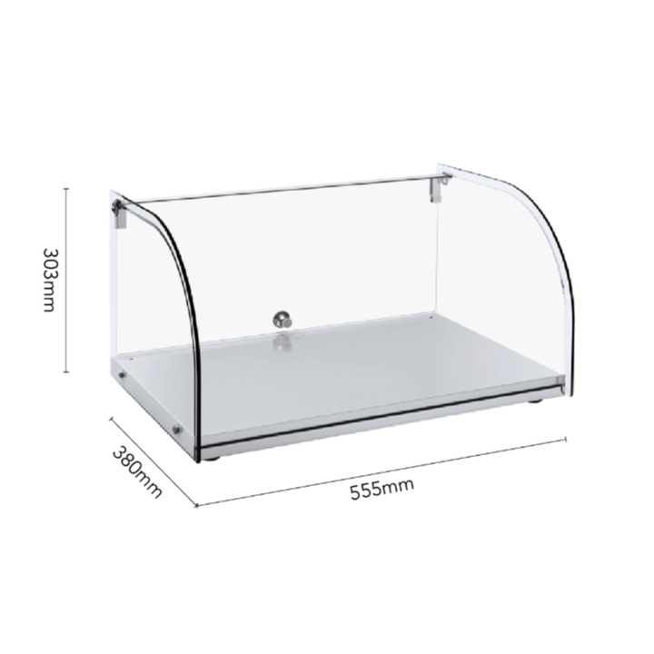 KRD Neutral Display Case Curved Glass 555x380x303mm 25 Litres XCZ25L