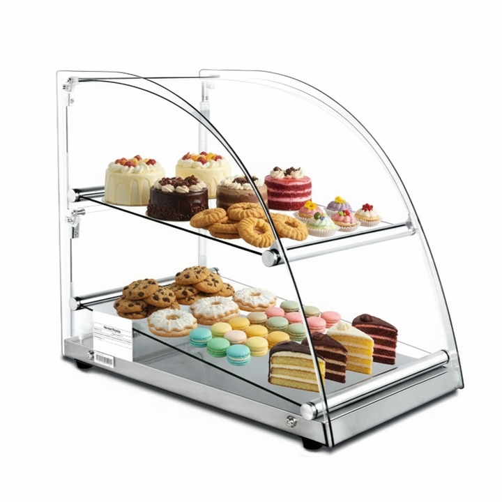 KRD Neutral Display Case Curved 2 tier 360x596x517mm 70 Litres XCZ70L