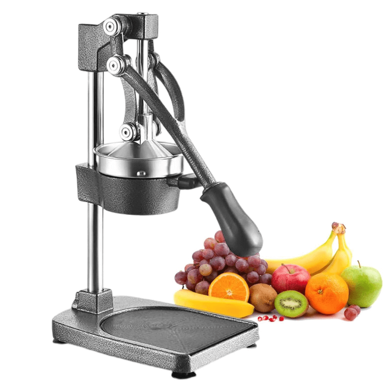 KRD Manual Fruit Juicer Extractor HR1258 with various fruits, ideal for effortless citrus juicing.