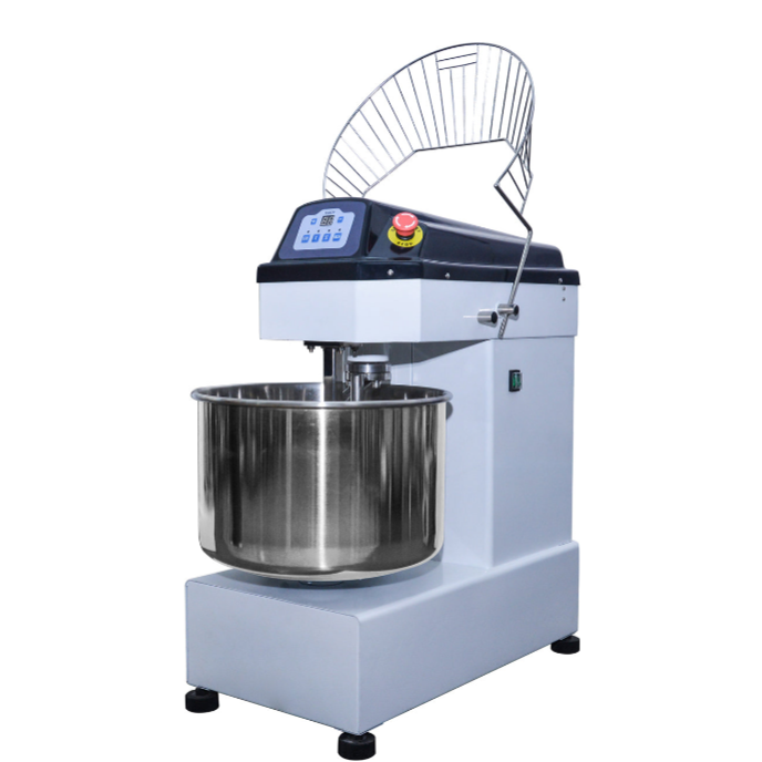 KRD Professional Spiral Dough Mixer 30L HT30S with fixed head, protective cover, and emergency switch.