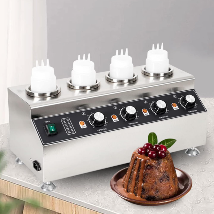KRD Commercial Four-Bottle Electric Sauce Warmer Stainless HSW314