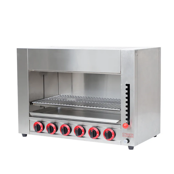 KRD Professional Gas Salamander Grill OK16, stainless steel, 850x530x610mm, 6 controls for grilling various foods.