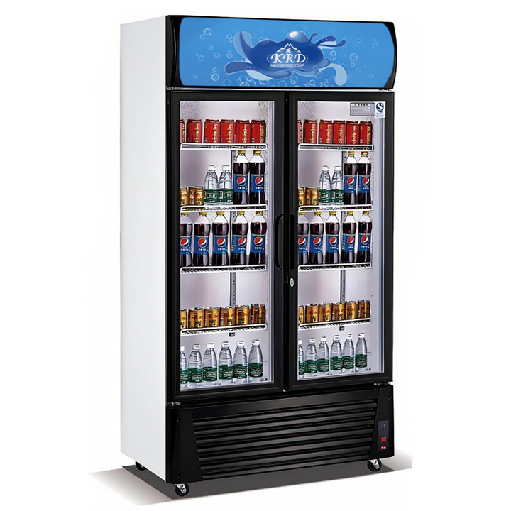 KRD Commercial Double Bottle Cooler Fridge Cooling 2 SLIDING Glass Door 100cm