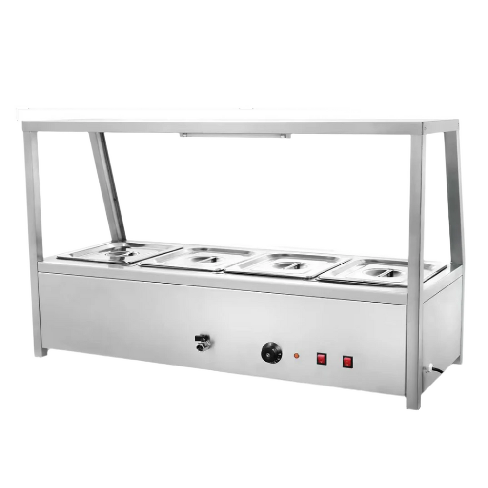 KRD Commercial Display Bain Marie Countertop 4xGN1/1 150mm HBM212 stainless steel 1415mm x 660mm x 700mm food warmer