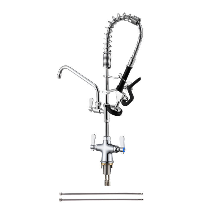 KRD Pre Rinse Spray Unit With Swing Faucet Deck mount Double inlet Height 630mm Stainless steel MNPR1108CAO