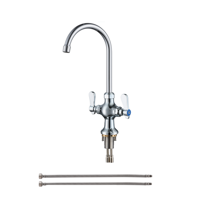 KRD Basin Mixer Tap with Stainless Steel Spout Double Lever Chrome KF1109CTU03