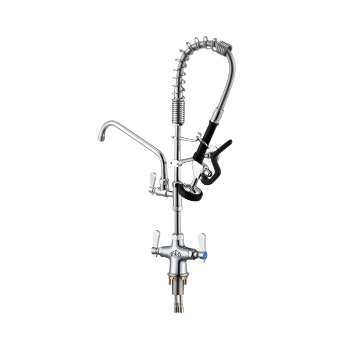 KRD Pre Rinse Spray Unit With Swing Faucet Deck mount Double inlet Height 630mm Stainless steel MNPR1108CAO