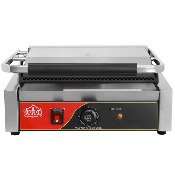 KRD Heavy Duty Extra Large Panini Contact grill Ribbed 2.2kW OP812A