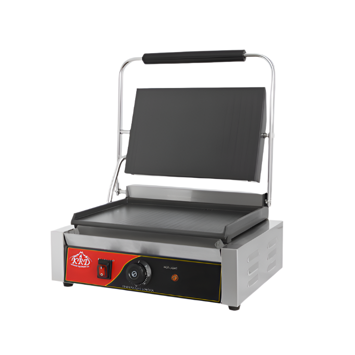 KRD Heavy Duty Extra Large Panini Contact grill Smooth 2.2kW KEG-812B with stainless steel frame and cast iron plates