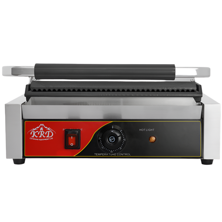 KRD Heavy Duty Extra Large Panini Contact grill Ribbed Top / Smooth 2.2kW OP812C