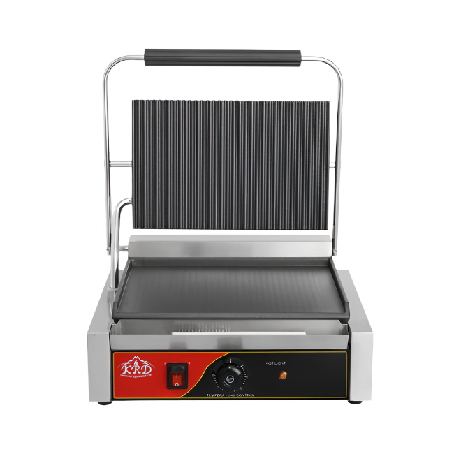 KRD Heavy Duty Extra Large Panini Contact grill Ribbed Top / Smooth 2.2kW OP812C