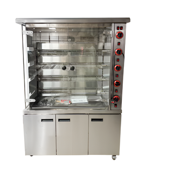 KRD Commercial Chicken Rotisserie Oven Gas with 5 spit 25 chickens & Three Doors CY5P