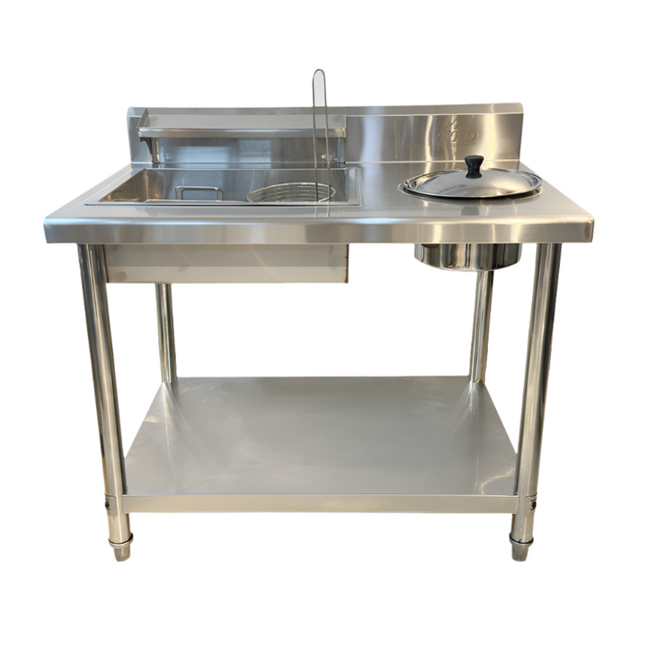 KRD Stainless Breading Table with Round & Square Basins 1000x690x910mm CY100