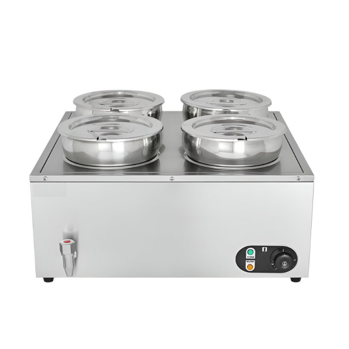 KRD Commercial Round Bain Marie 4 Hot pots 4x 7 litres Countertop CG0722
