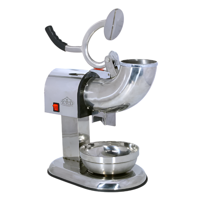 KRD Commercial Electric Ice Crusher 100kg/h, 350W stainless steel body, ideal for bars and pubs, easy to use appliance.