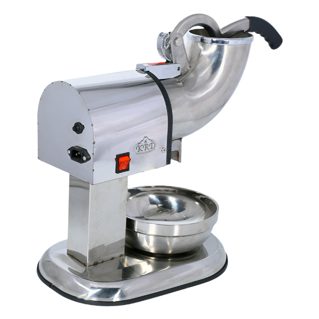 KRD Commercial Electric Ice Crusher HR-A108E, 100kg/h capacity, stainless steel body, ideal for bars and pubs.