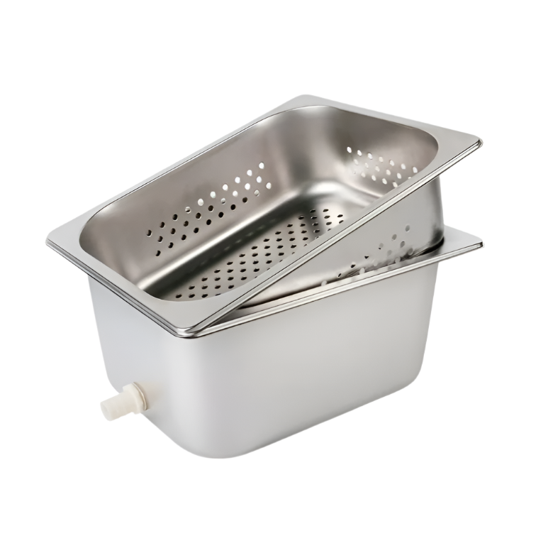 KRD Commercial Electric Potato peeler 240kg/h with filter 28 Litres PP18SF stainless steel dual basket for commercial kitchen equipment.