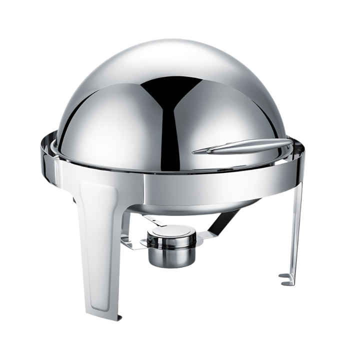 KRD Professional Roll top Chafer Round Stainless steel Mirror polish 6 litres DTC1101