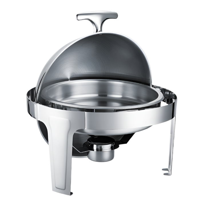 KRD Professional Roll top Chafer Round Stainless steel Mirror polish 6 litres DTC1101