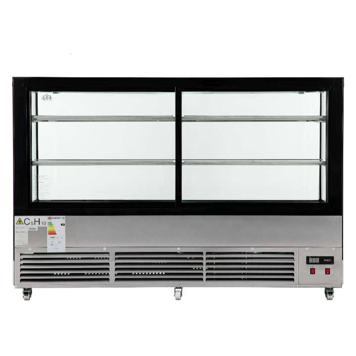 Commercial refrigerator with glass door on a computer screen