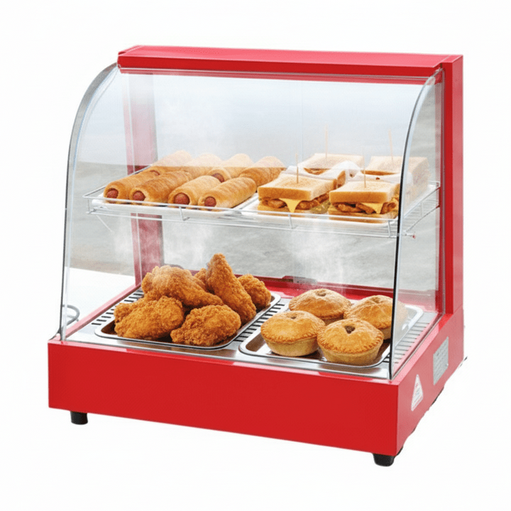 KRD Commercial 66cm Hot Display Case Pie Warmer Countertop Red KY66