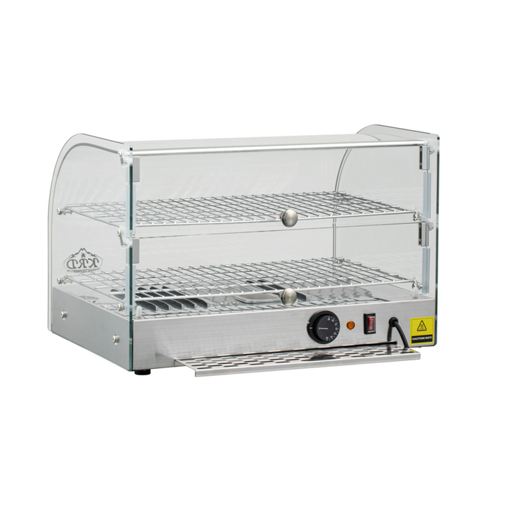 KRD 2 Tier Curved Front Heated Display Case 45 Litres Countertop XCR45L