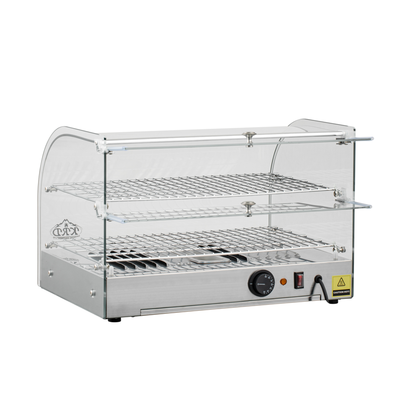 KRD 2 Tier Curved Front Heated Display Case 45 Litres Countertop XCR45L