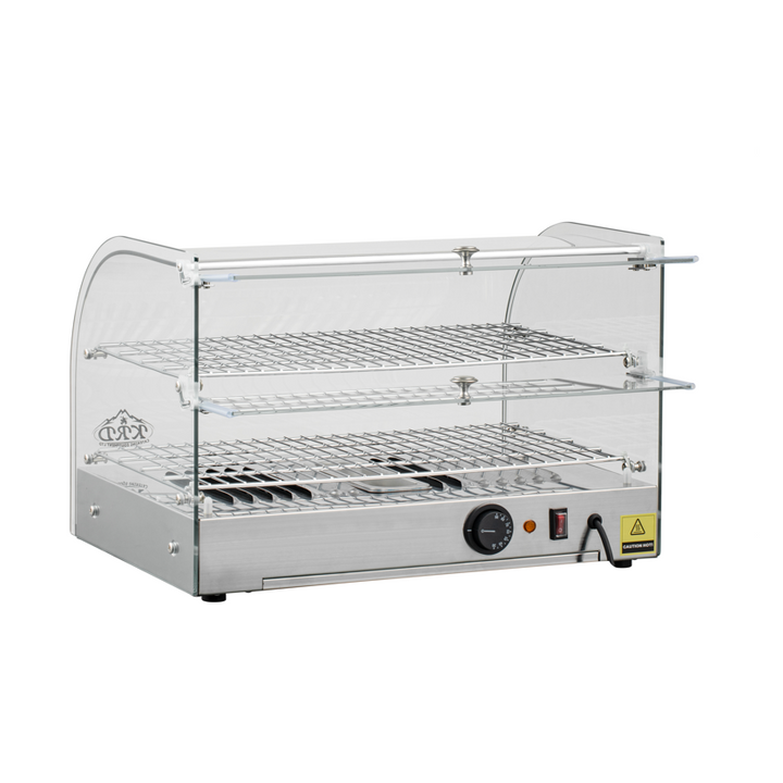 KRD 2 Tier Curved Front Heated Display Case 45 Litres Countertop XCR45L