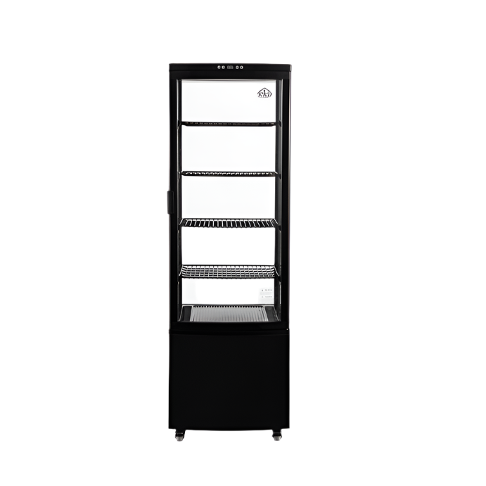 KRD Upright Commercial Glass Refrigerated Display Cooler 218 Litres 4 Shelves 1615mm Height