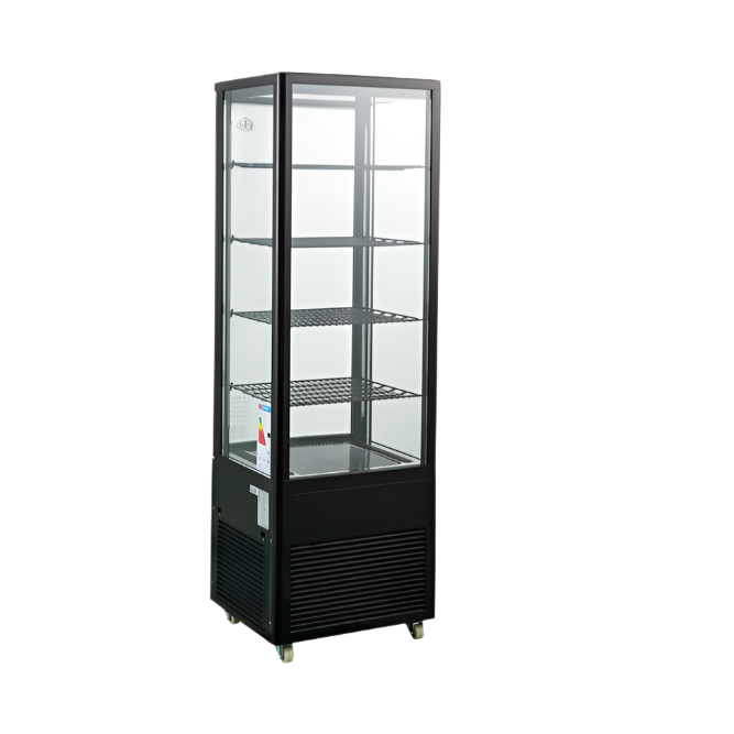 KRD Upright Commercial Glass Refrigerated Display Cooler 218 Litres 4 Shelves 1615mm Height