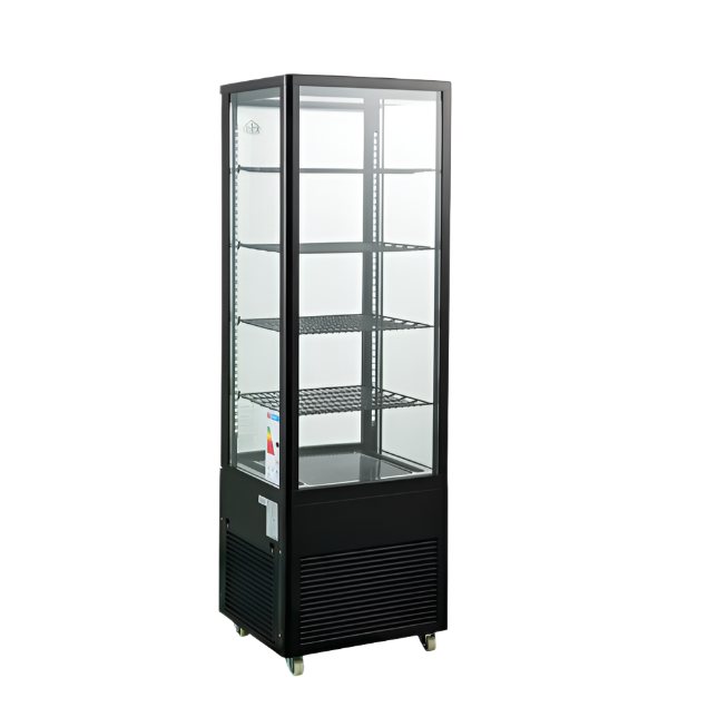KRD Upright Commercial Glass Refrigerated Display Cooler 218 Litres 4 Shelves 1615mm Height