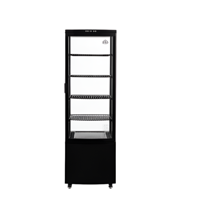 KRD Upright Commercial Glass Refrigerated Display Cooler 218 Litres 4 Shelves 1615mm Height