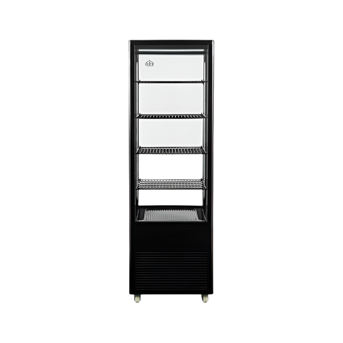 KRD Upright Commercial Glass Refrigerated Display Cooler 218 Litres 4 Shelves 1615mm Height