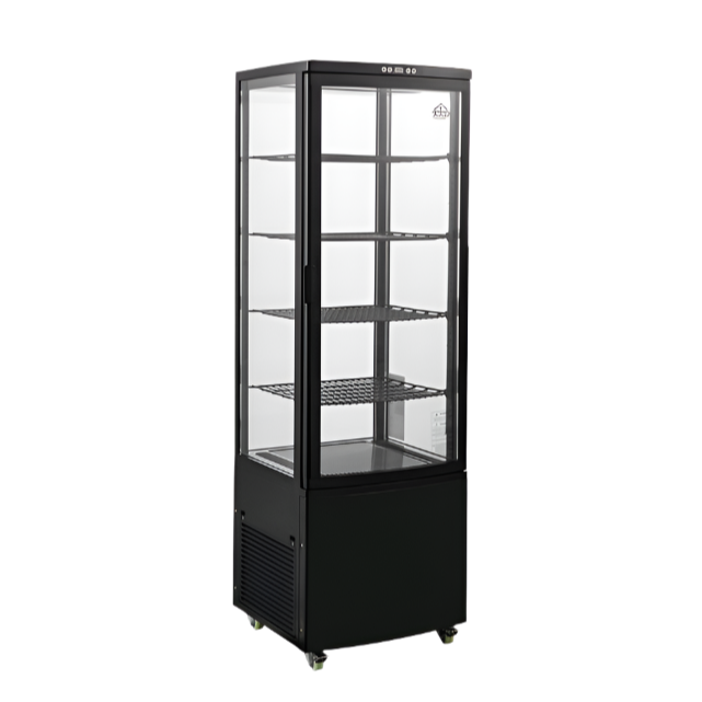 KRD Upright Commercial Glass Refrigerated Display Cooler 218 Litres 4 Shelves 1615mm Height