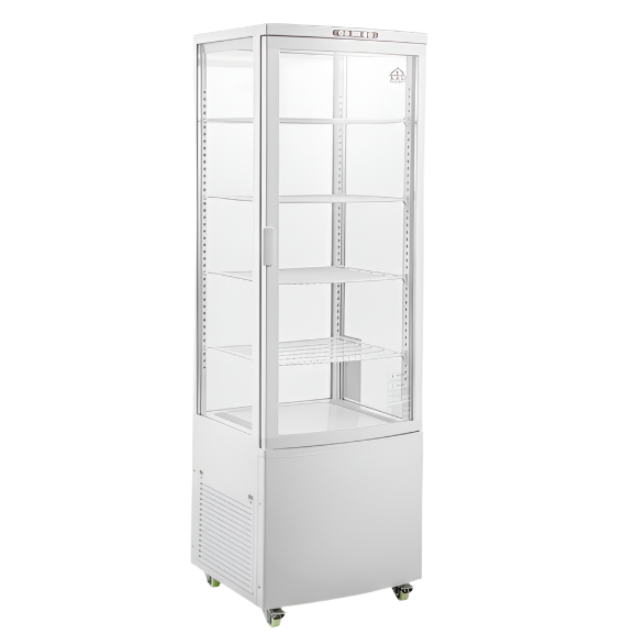 KRD Upright Commercial Glass Refrigerated Display Cooler 218 Litres 4 Shelves 1615mm Height