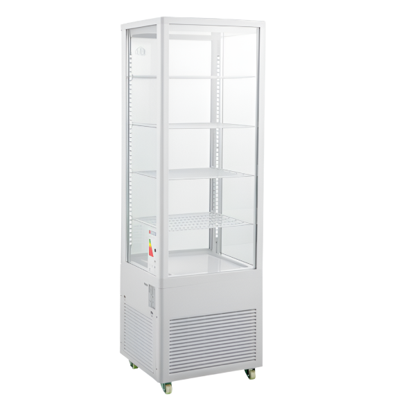 KRD Upright Commercial Glass Refrigerated Display Cooler 218 Litres 4 Shelves 1615mm Height