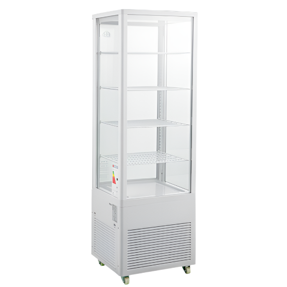 KRD Upright Commercial Glass Refrigerated Display Cooler 218 Litres 4 Shelves 1615mm Height