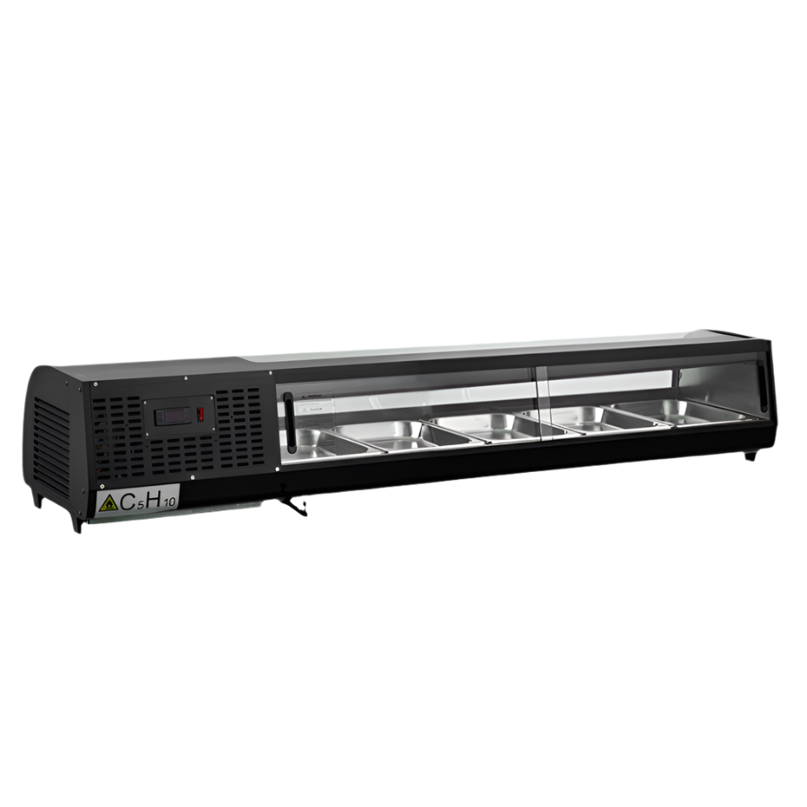 KRD Commercial 177cm Refrigerator Sushi & Tapas Showcase 5xGN1/2 XCS132L